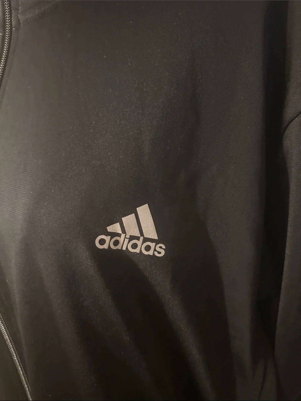adidas Black Zip-Up Track Jacket with White Stripes